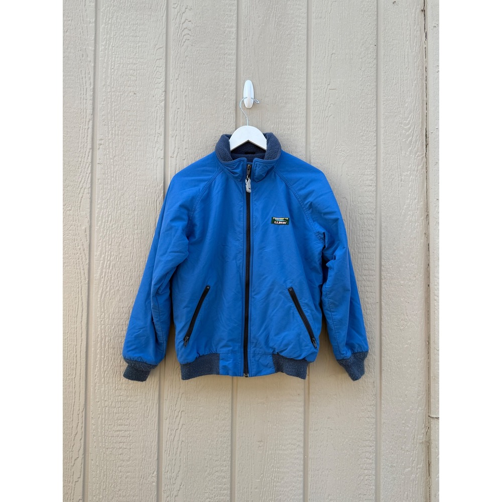 LL Bean Small Blue Warm-up Jacket Vintage 90s Gorpcore Fleece Lined Bomber